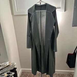 Green coat with belt